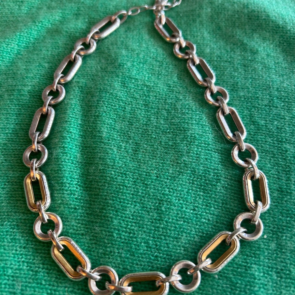 Elegant Silver and Gold-Toned Chain Necklace